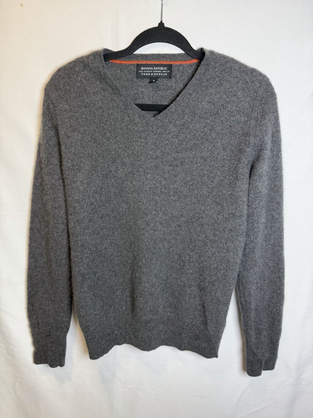 Banana Republic Scottish 100% Cashmere Yarn Todd & Duncan Sweater Men Sz M Gray